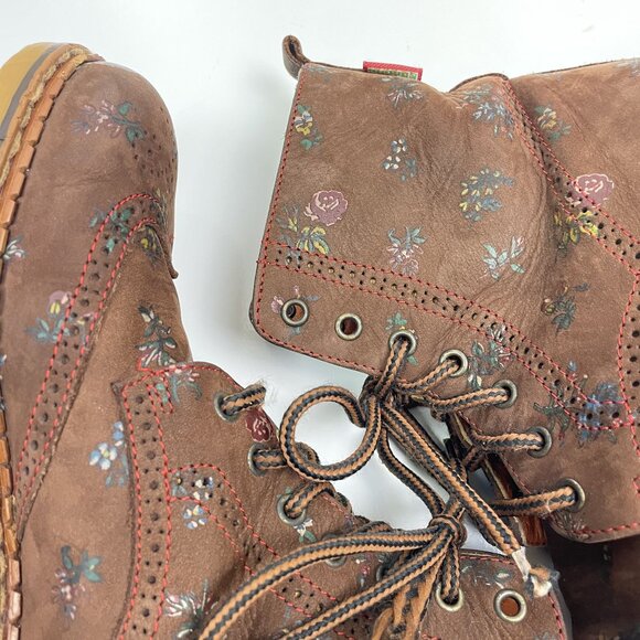 Roccia Women's Lace Up Combat Boots size 6.5 Italian Leather with Flowers EU 37 - Picture 6 of 16